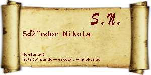 Sándor Nikola névjegykártya